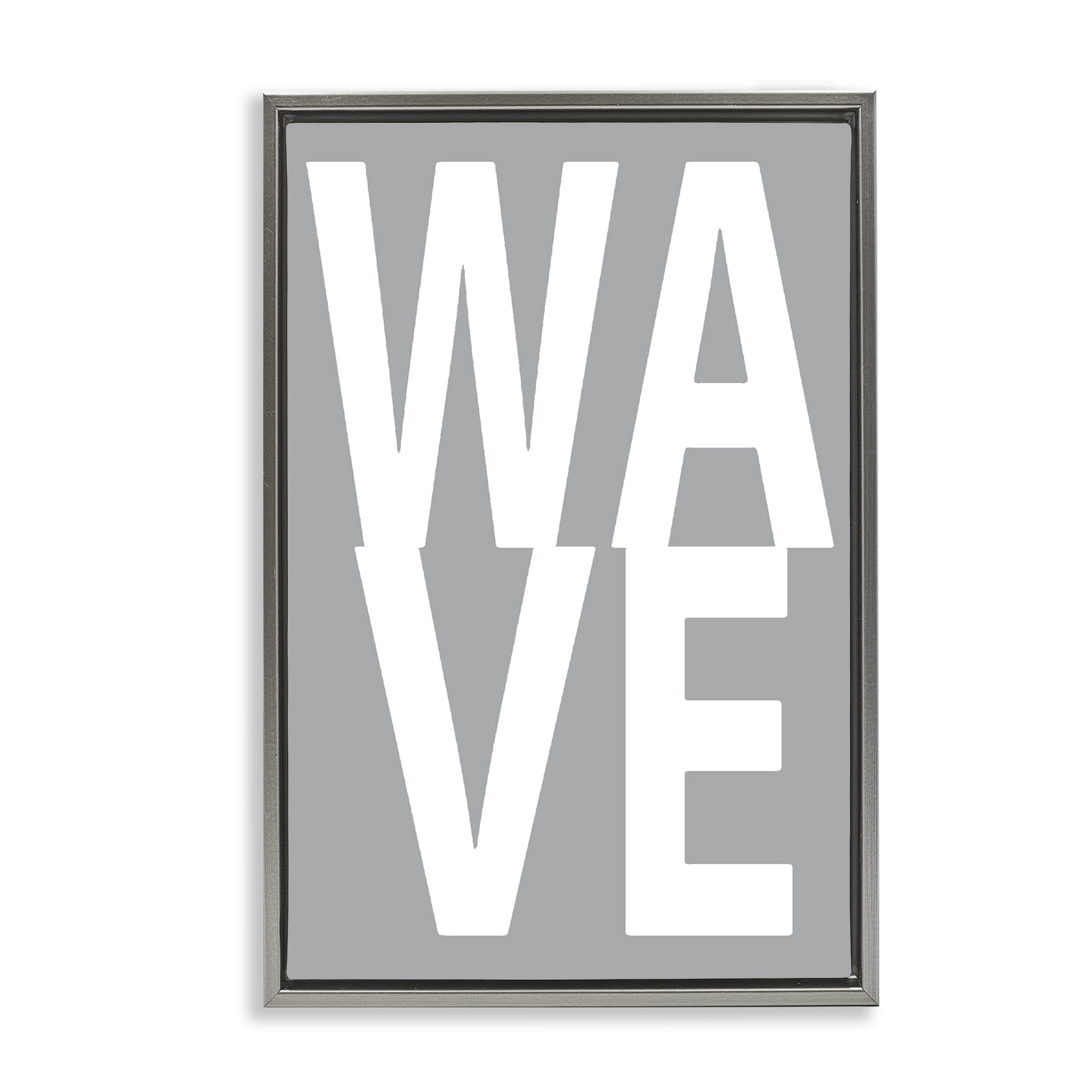 Stupell Industries Wave Word on Grey Typography Painting Gray Floater Framed Art Print Wall Art, 21 x 31