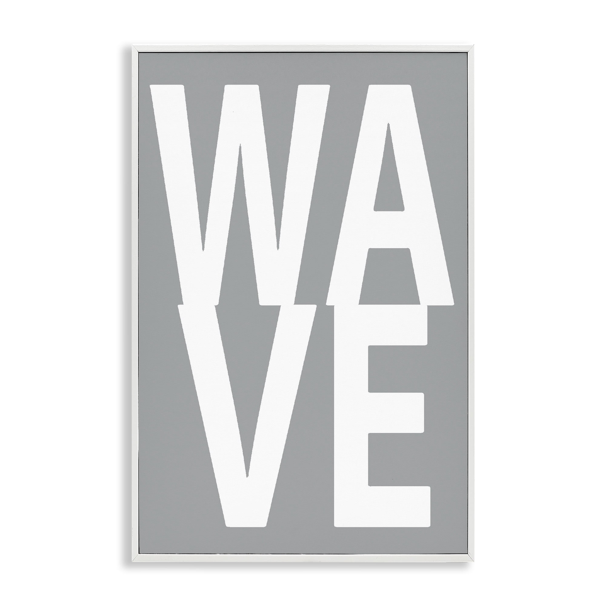 Stupell Industries Wave Word on Grey Typography Painting White Framed Art Print Wall Art, 16 x 24