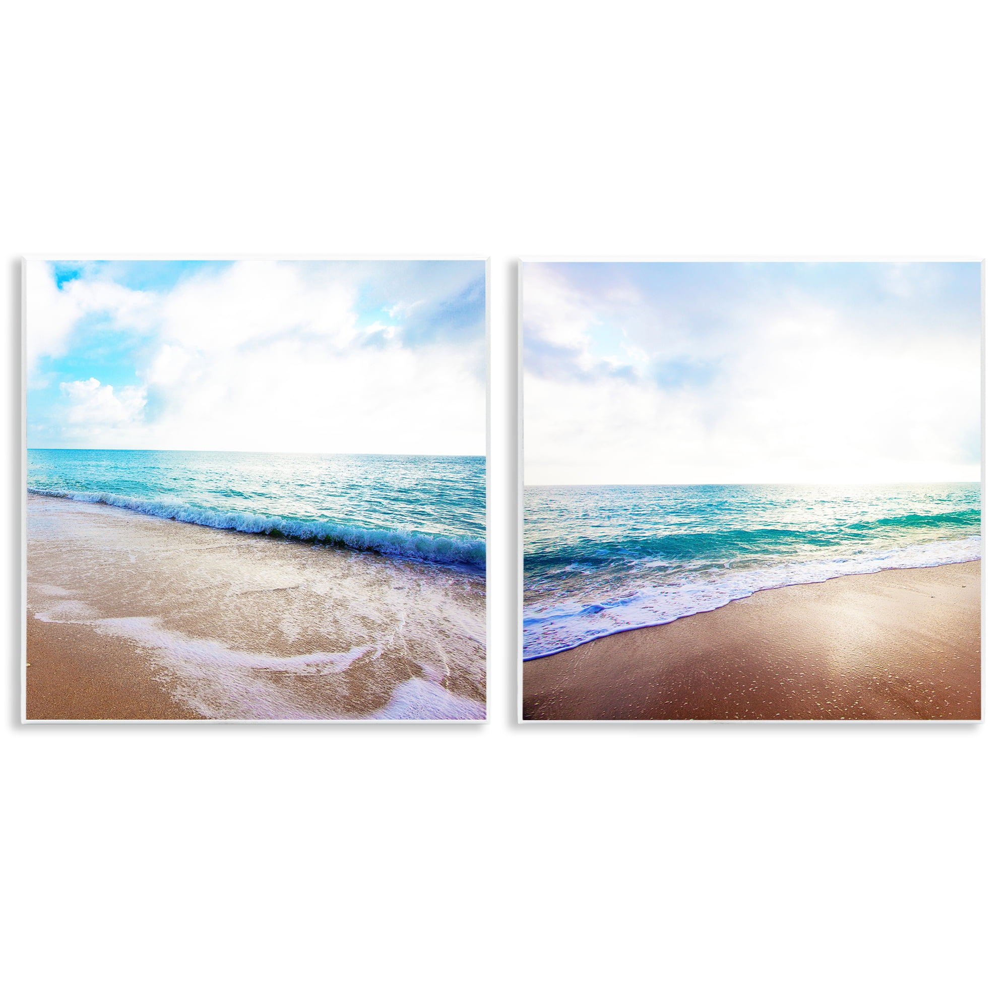 Stupell Industries Waves Breaking Shoreline Landscape & Nature Photography Unframed Art Print Wall Art, 12 x 12, Set of 2