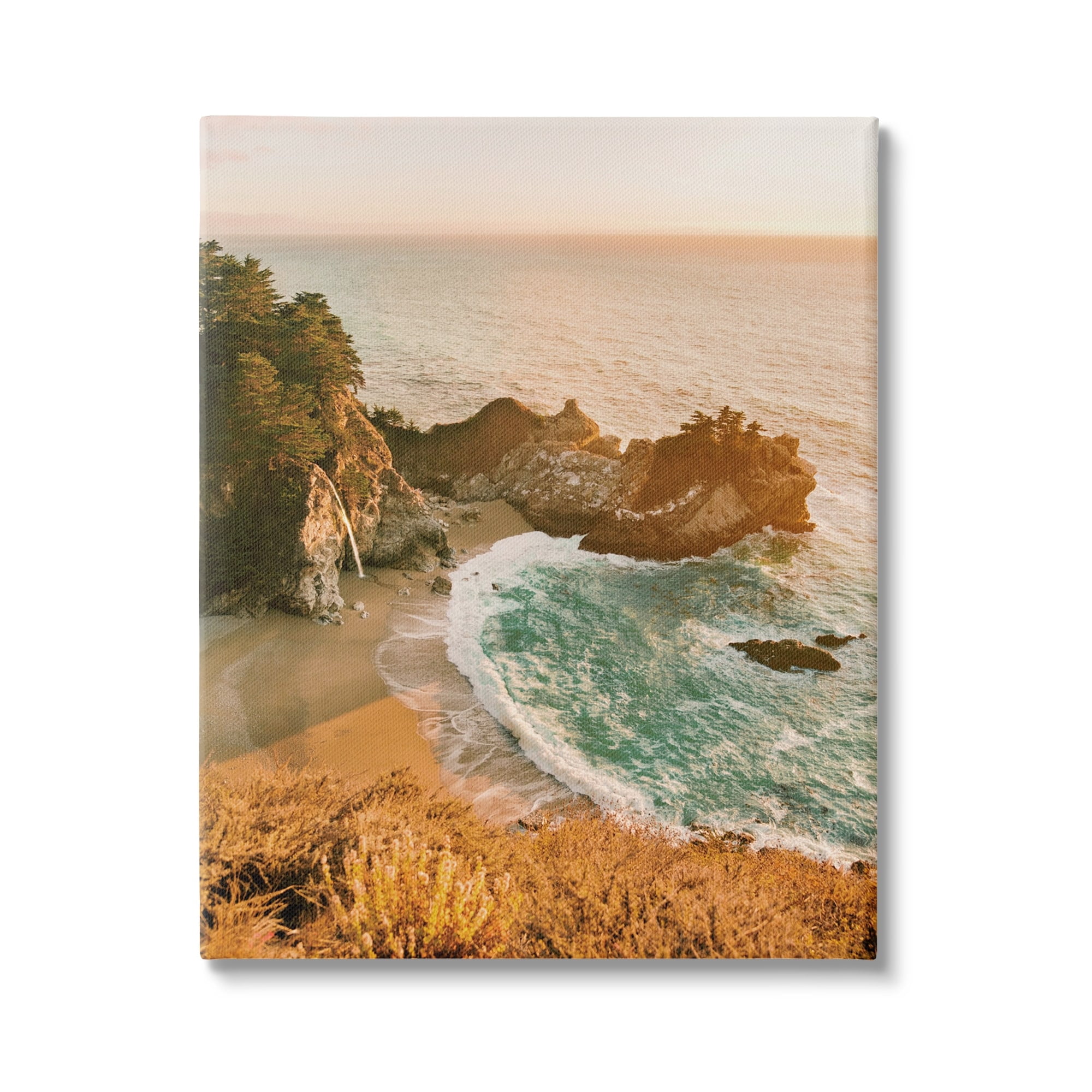 Stupell Industries Waves Crashing Rocky Cove Coastal Photography Gallery Wrapped Canvas Print Wall Art