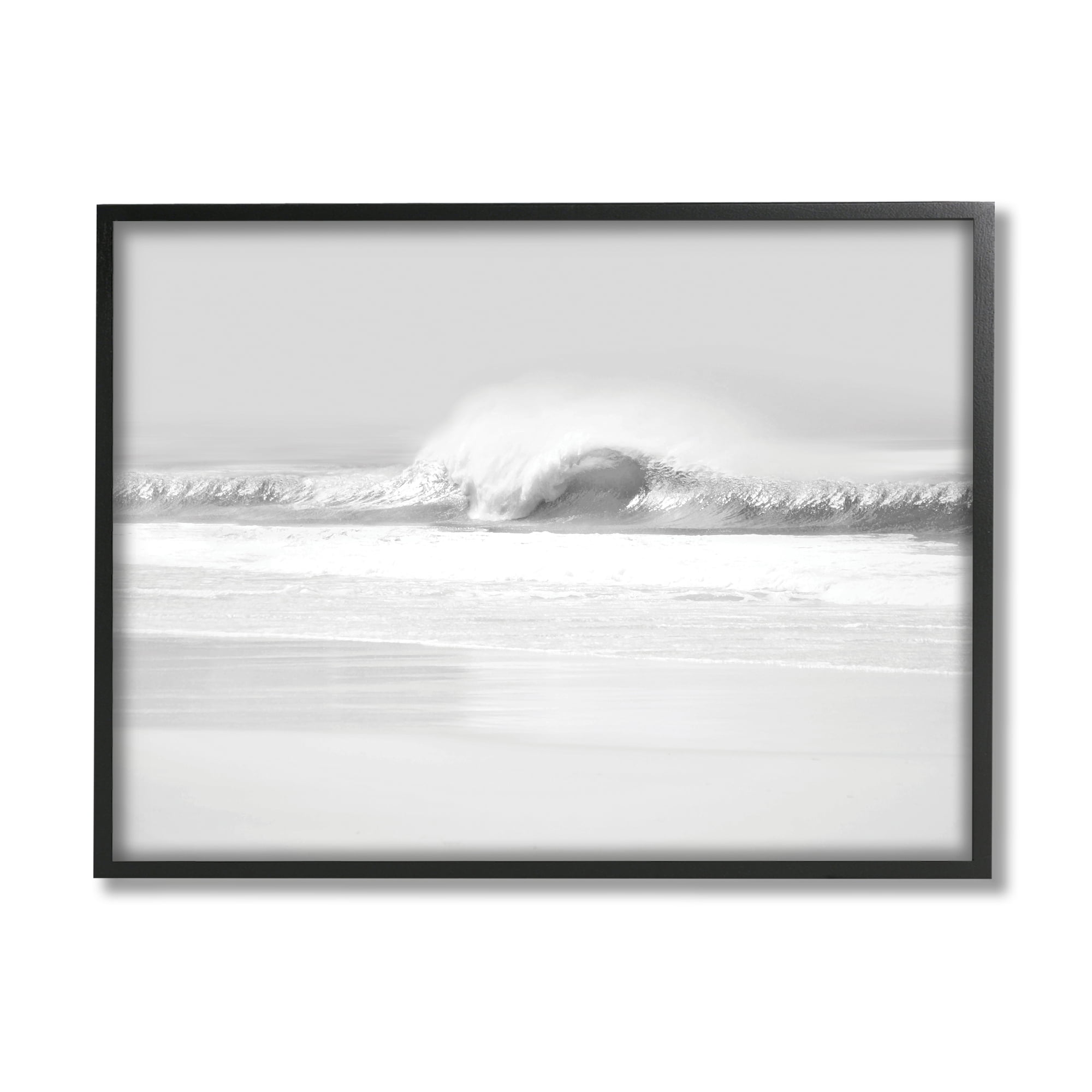 Stupell Industries Waves Crashing onto Beach Black and White,24 x 30,Designed by Maggie Olsen