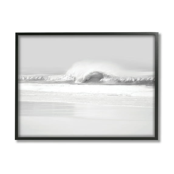 Stupell Industries Waves Crashing onto Beach Black and White,24 x 30,Designed by Maggie Olsen