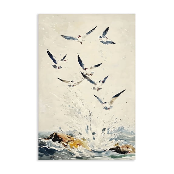 Stupell Industries Tropical Waves of Seagulls over Rocks Canvas Art, 20 x 30, by Creative Studio