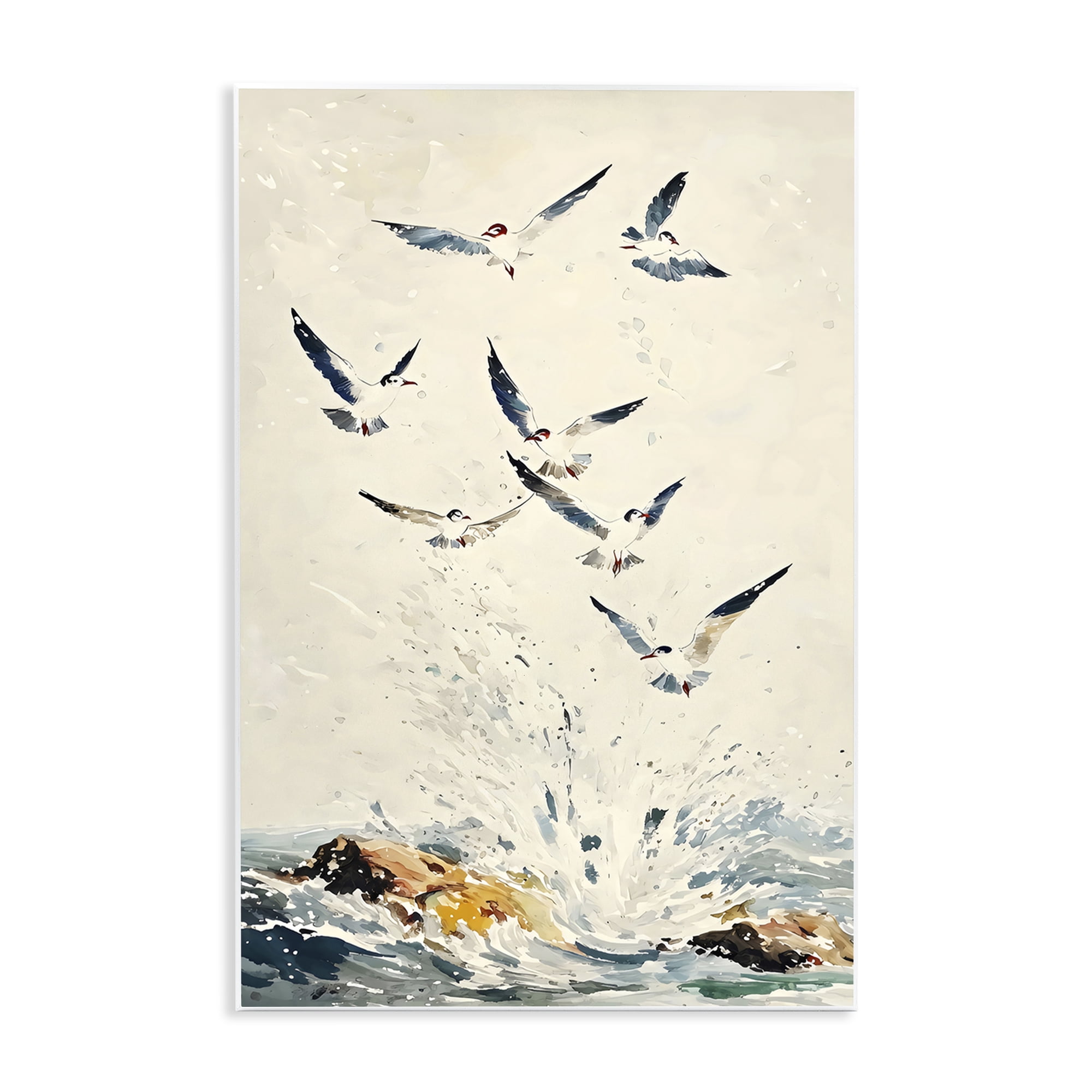 Stupell Industries Waves of Seagulls over Rocks Wall Plaque Art, design by Creative Studio
