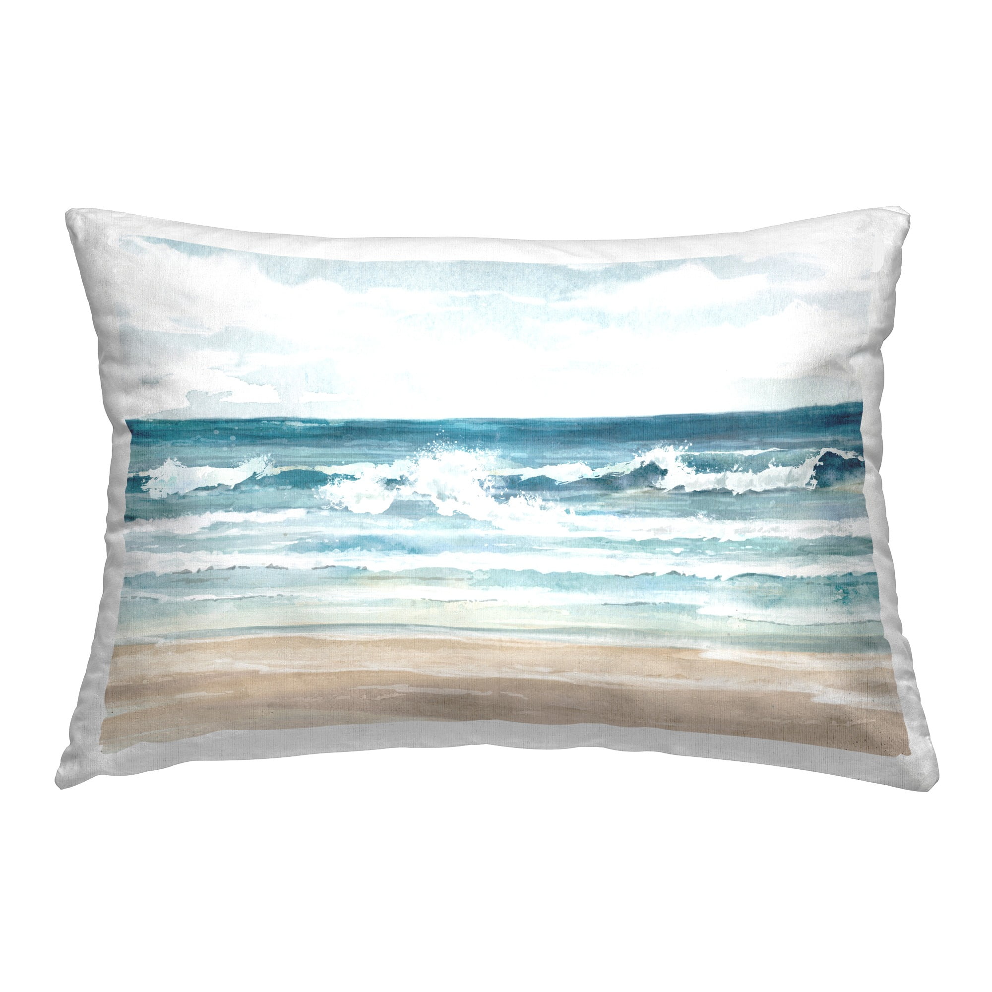 Stupell Industries Waves on Beach Shore Decorative Printed Throw Pillow, 14 x 20