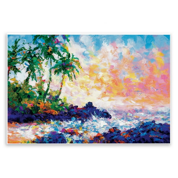 Stupell Industries Waves on Tropical Beach Landscape Painting Unframed Art Print Wall Art, 19 x 13