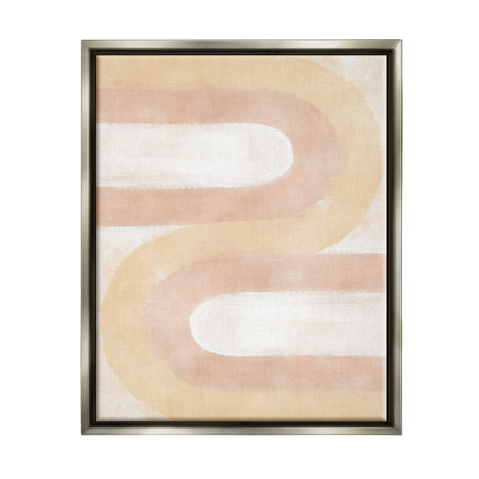 Stupell Industries Wavy Alternating Arches Abstract Painting Gray Floater Framed Canvas Art Print Wall Art, 25 x 31
