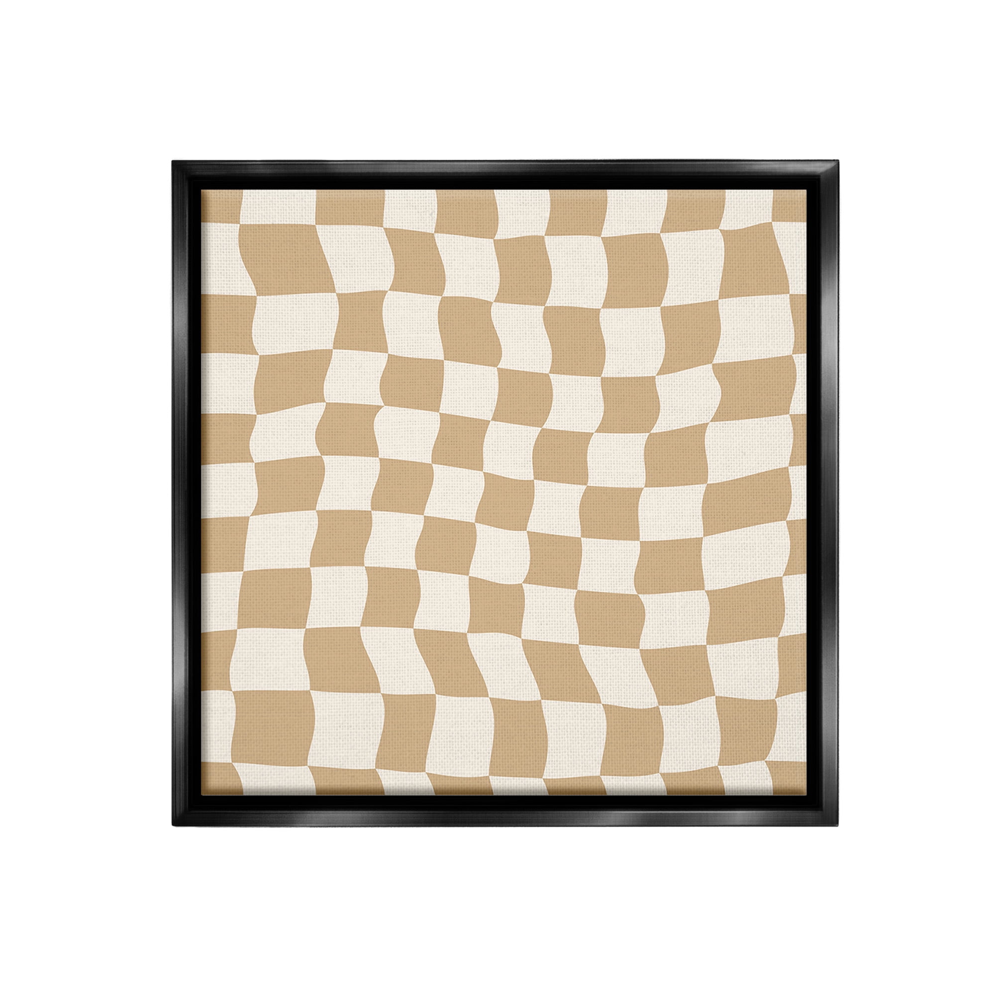 Stupell Industries Wavy Checkered Pattern Abstract Painting Black Floater Framed Canvas Art Print Wall Art, 18 x 18