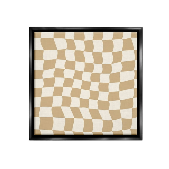 Stupell Industries Wavy Checkered Pattern Abstract Painting Black Floater Framed Canvas Art Print Wall Art, 25 x 25