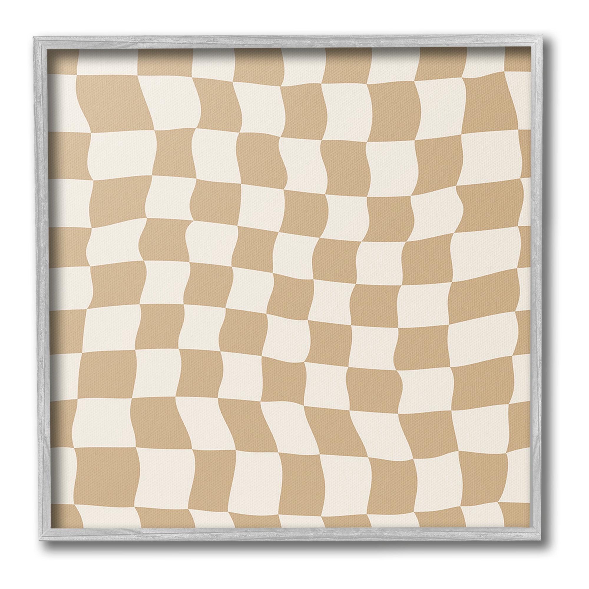 Stupell Industries Wavy Checkered Pattern Abstract Painting Gray Framed Art Print Wall Art, 12 x 12