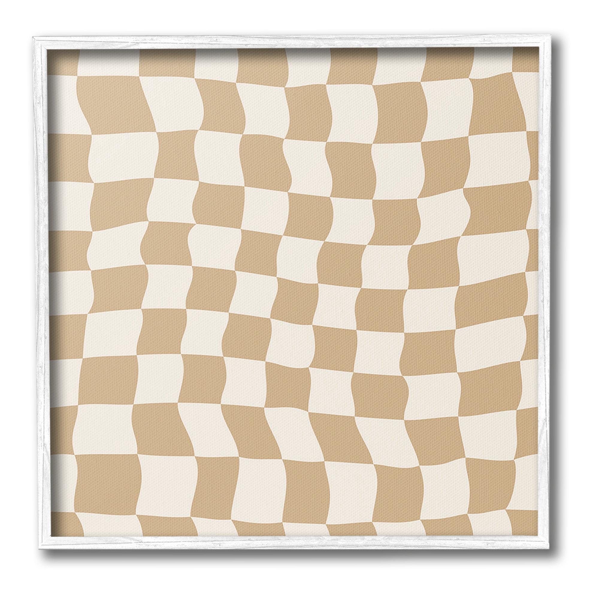 Stupell Industries Wavy Checkered Pattern Abstract Painting White Framed Art Print Wall Art, 12 x 12