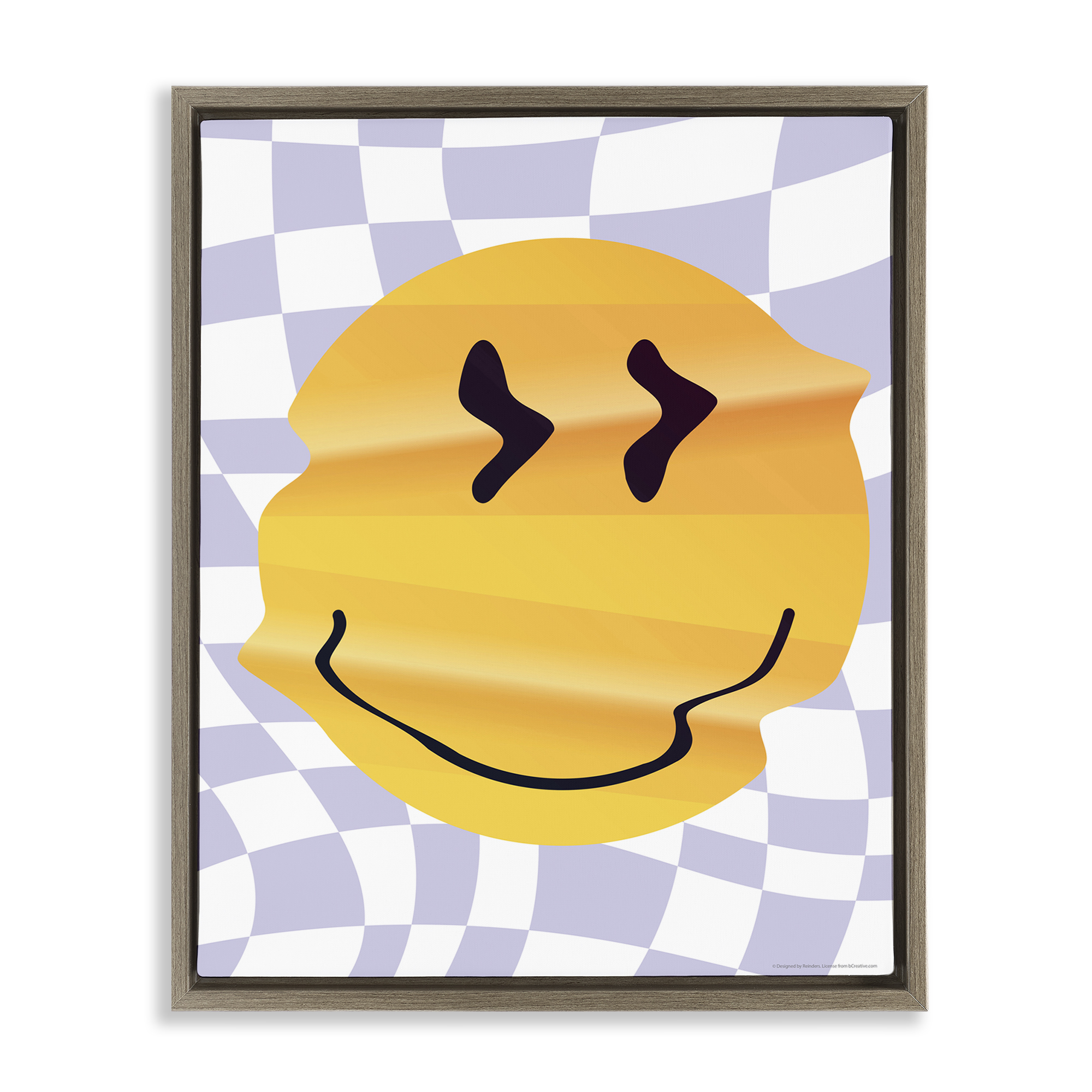 Stupell Industries Wavy Checkered Smile Abstract Painting Brown Floater Framed Canvas Art Print Wall Art, 25 x 31
