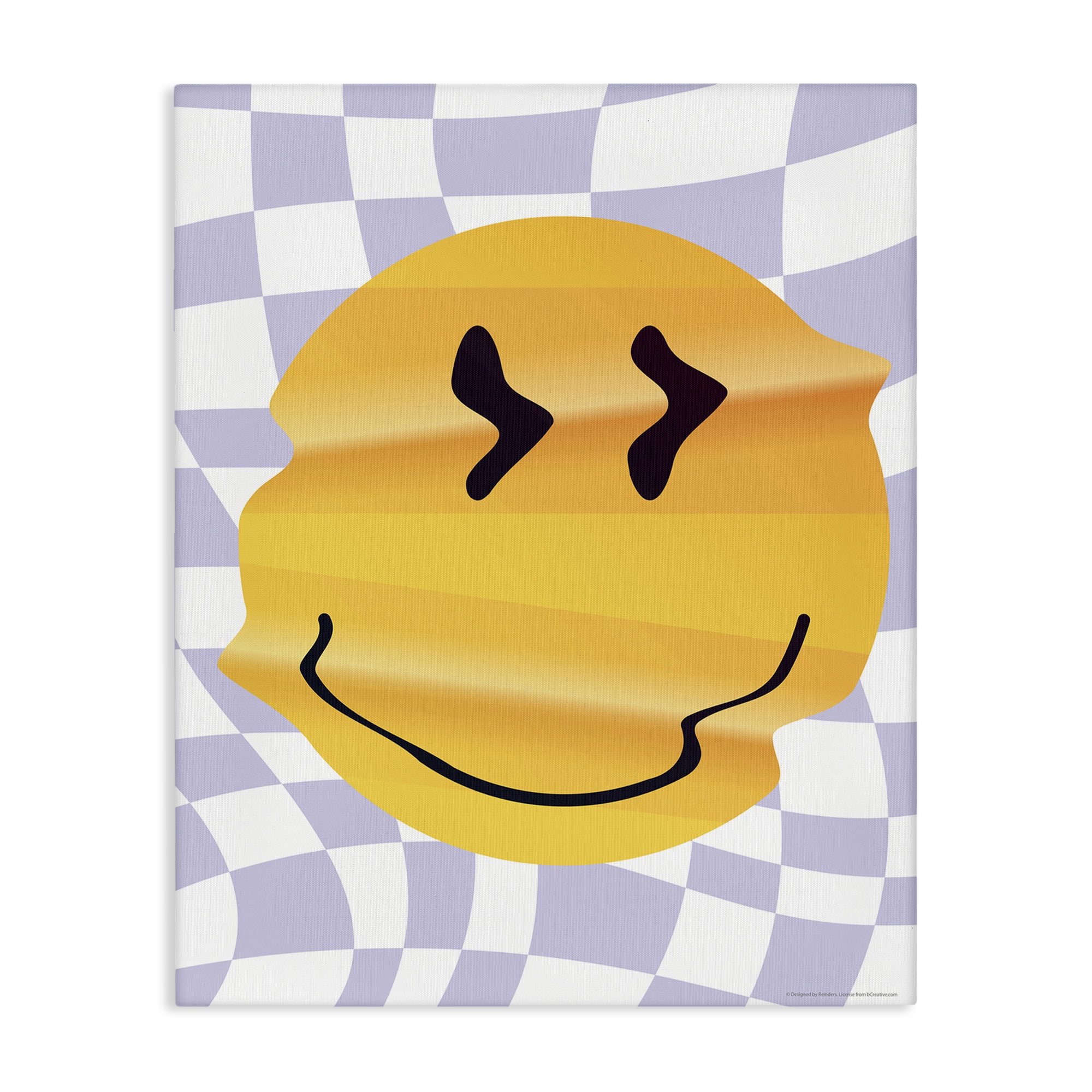 Stupell Industries Wavy Checkered Smile Abstract Painting Wrapped Canvas Art Print Wall Art, 16 x 20