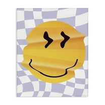 Stupell Industries Wavy Checkered Smile Abstract Painting Wrapped Canvas Art Print Wall Art, 16 x 20