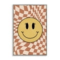 Stupell Industries Wavy Checkered Smiley Novelty Painting Gray Framed