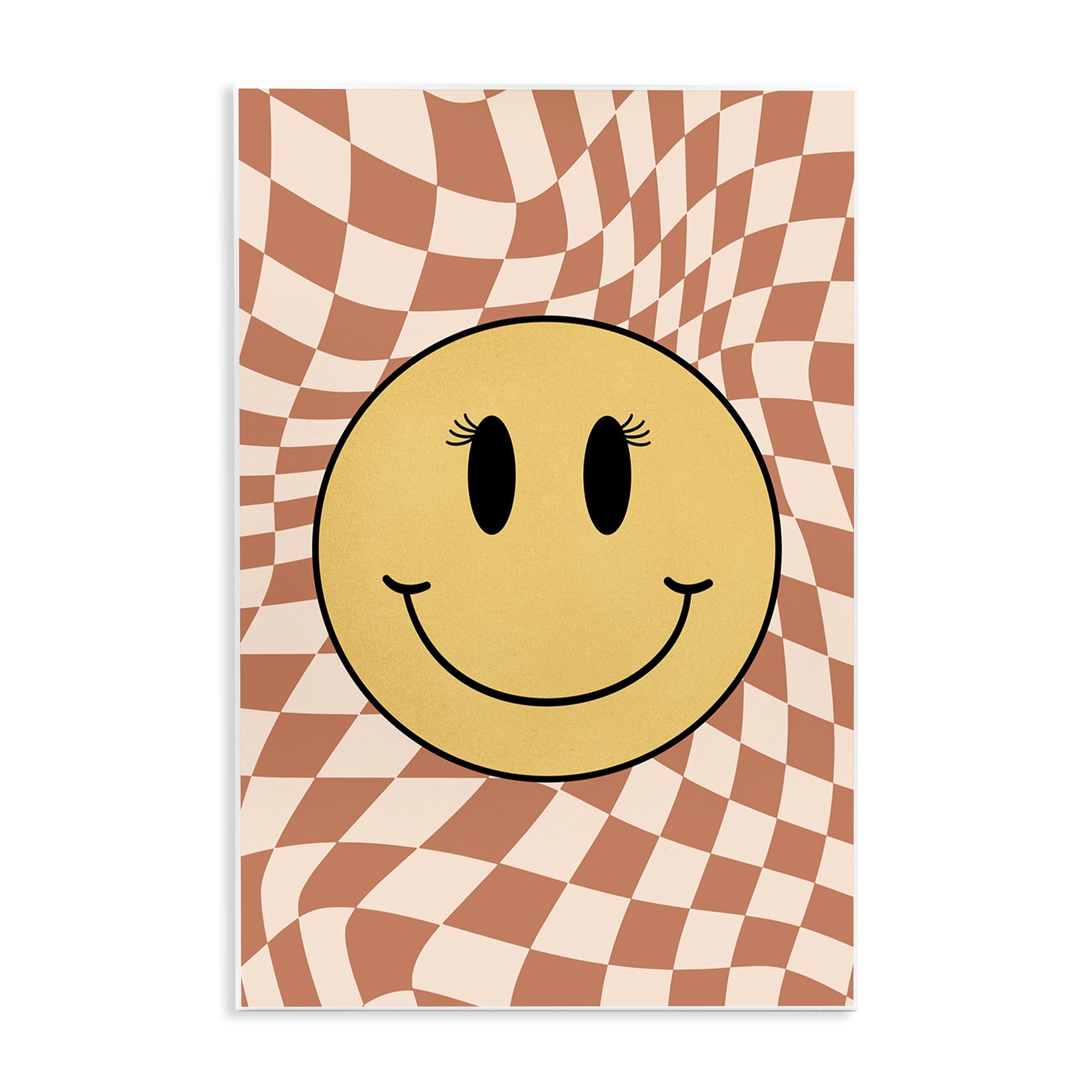 Stupell Industries Wavy Checkered Smiley Novelty Painting Unframed Art Print Wall Art, 10 x 15