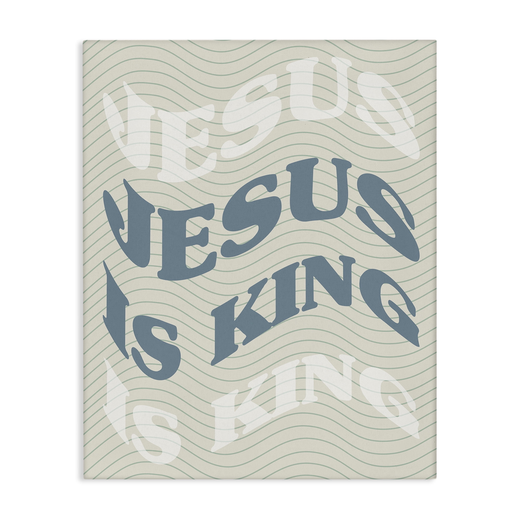Stupell Industries Wavy Jesus Is King Religious & Spiritual Painting Wrapped Canvas Art Print Wall Art, 24 x 30