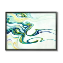 Stupell Industries Wavy Modern Green Forms Graphic Art Black Framed Art Print Wall Art, Design by Dina D'Argo