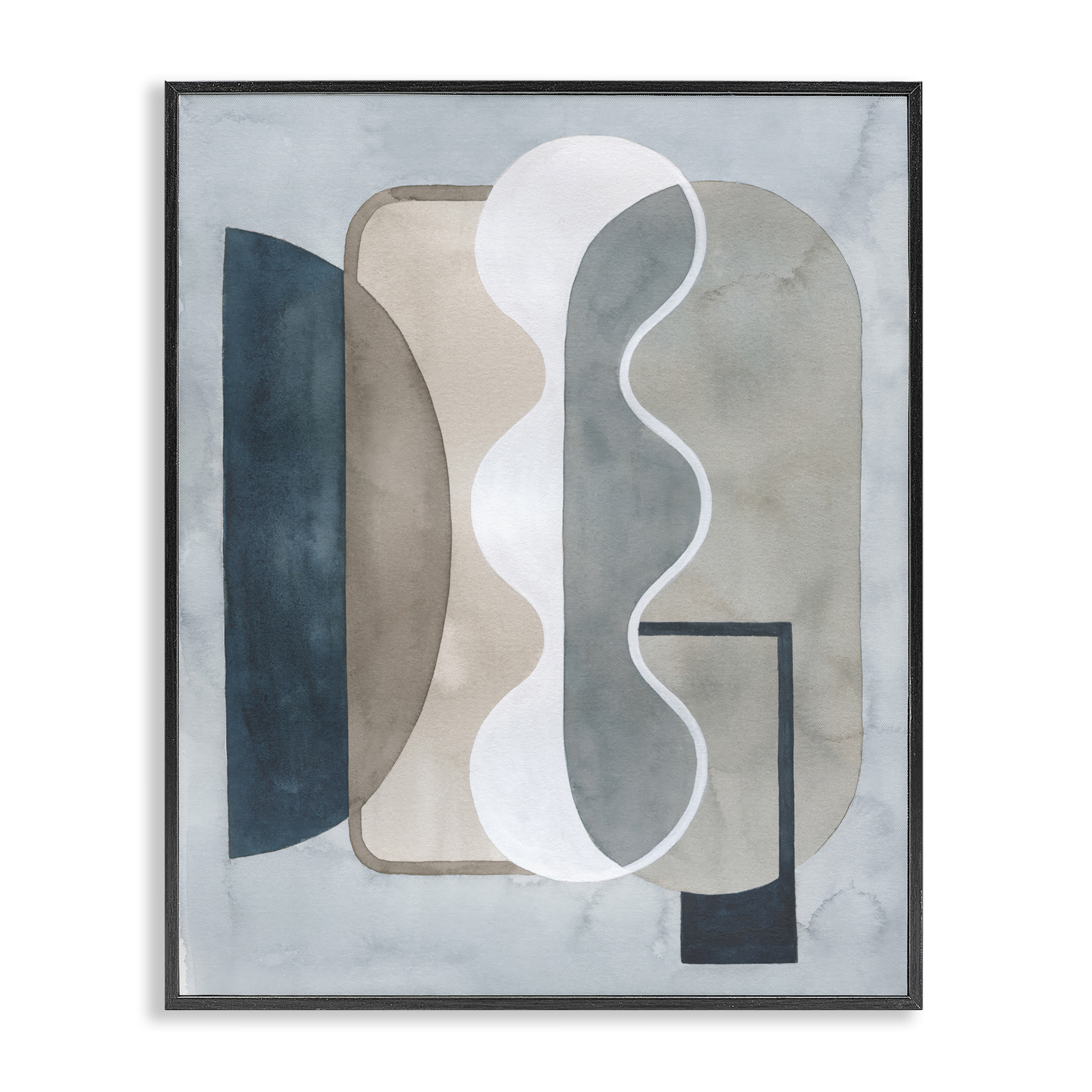 Stupell Industries Wavy Opaque Shapes Abstract Painting Black Framed Art Print Wall Art, 24 x 30