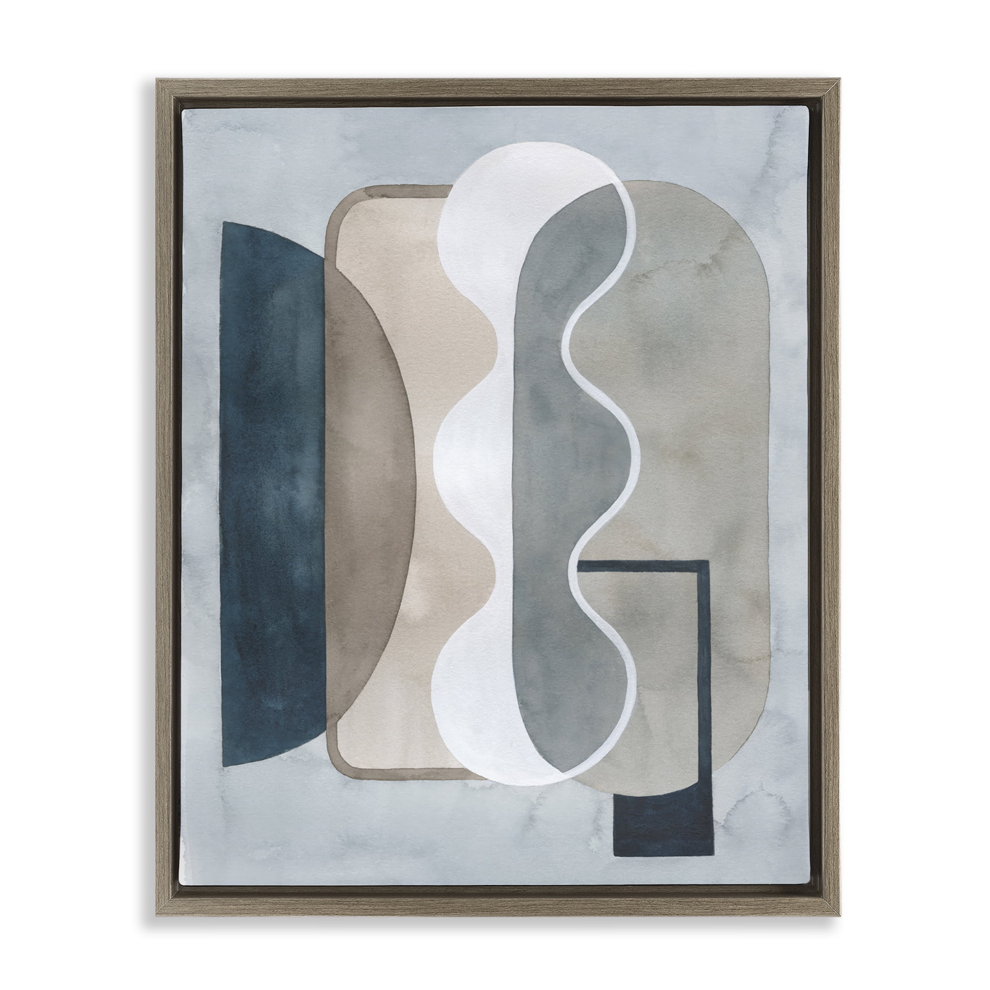 Stupell Industries Wavy Opaque Shapes Abstract Painting Brown Floater Framed Canvas Art Print Wall Art, 17 x 21