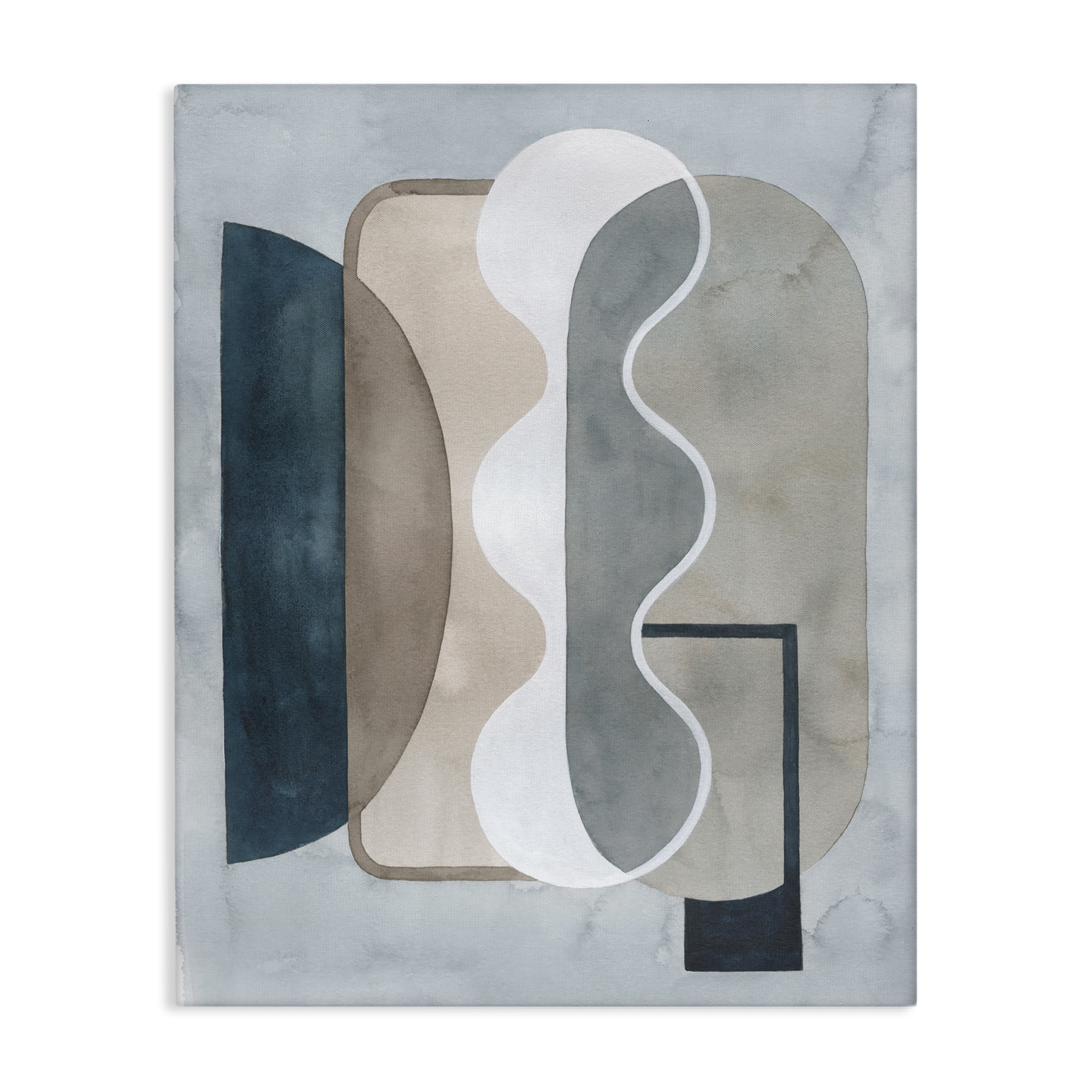 Stupell Industries Wavy Opaque Shapes Abstract Painting Wrapped Canvas Art Print Wall Art, 30 x 40