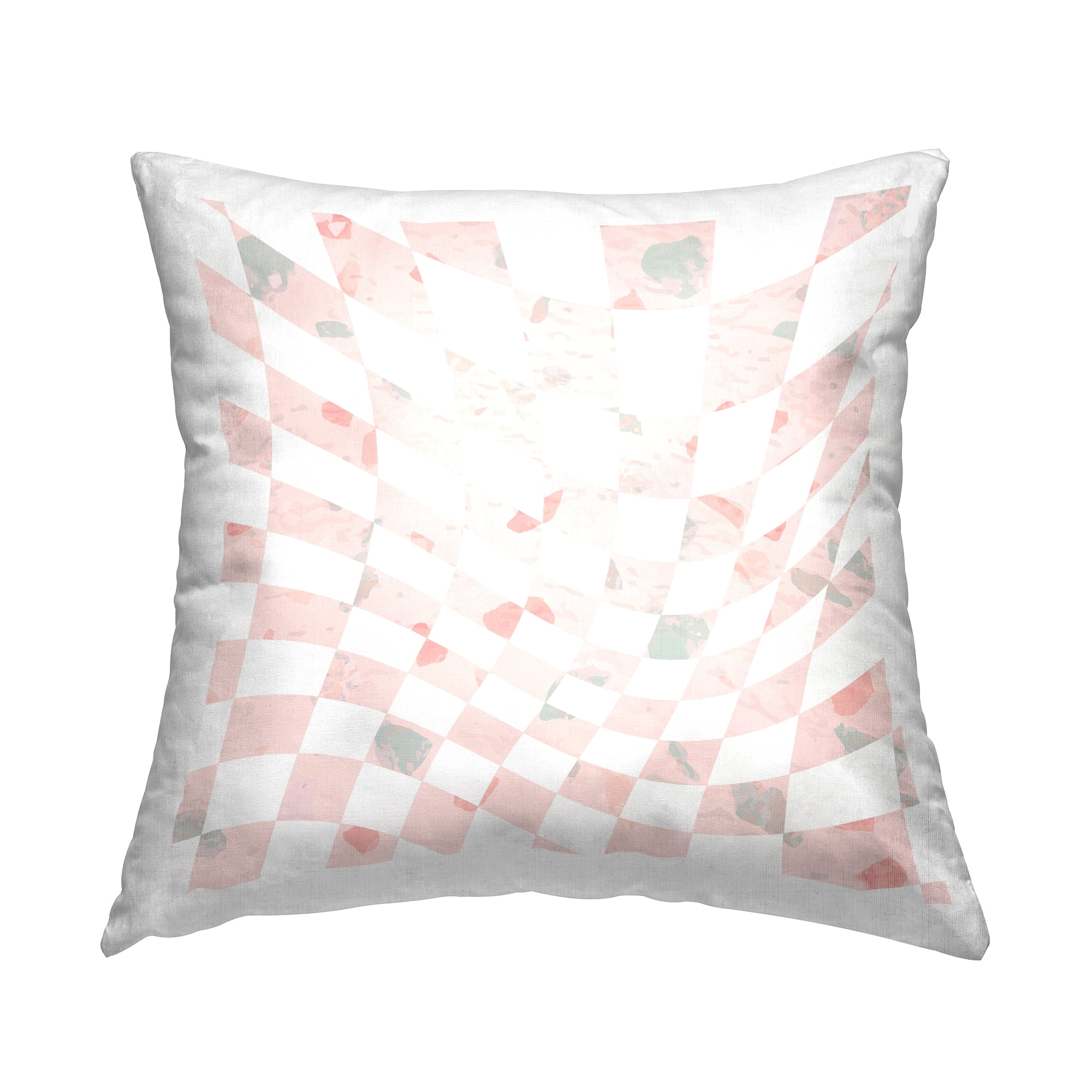 Stupell Industries Wavy Pink Checkered Pattern Pastel Squares Design by Daphne Polselli Throw Pillow