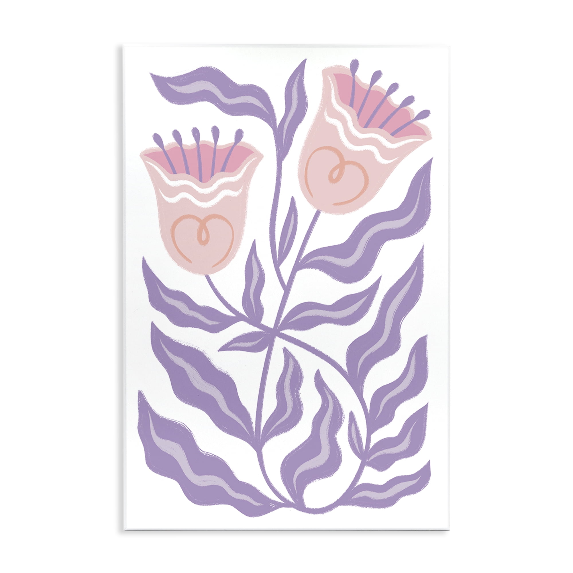 Stupell Industries Wavy Purple Blooms Plants & Flowers Painting Unframed Art Print Wall Art, 10 x 15