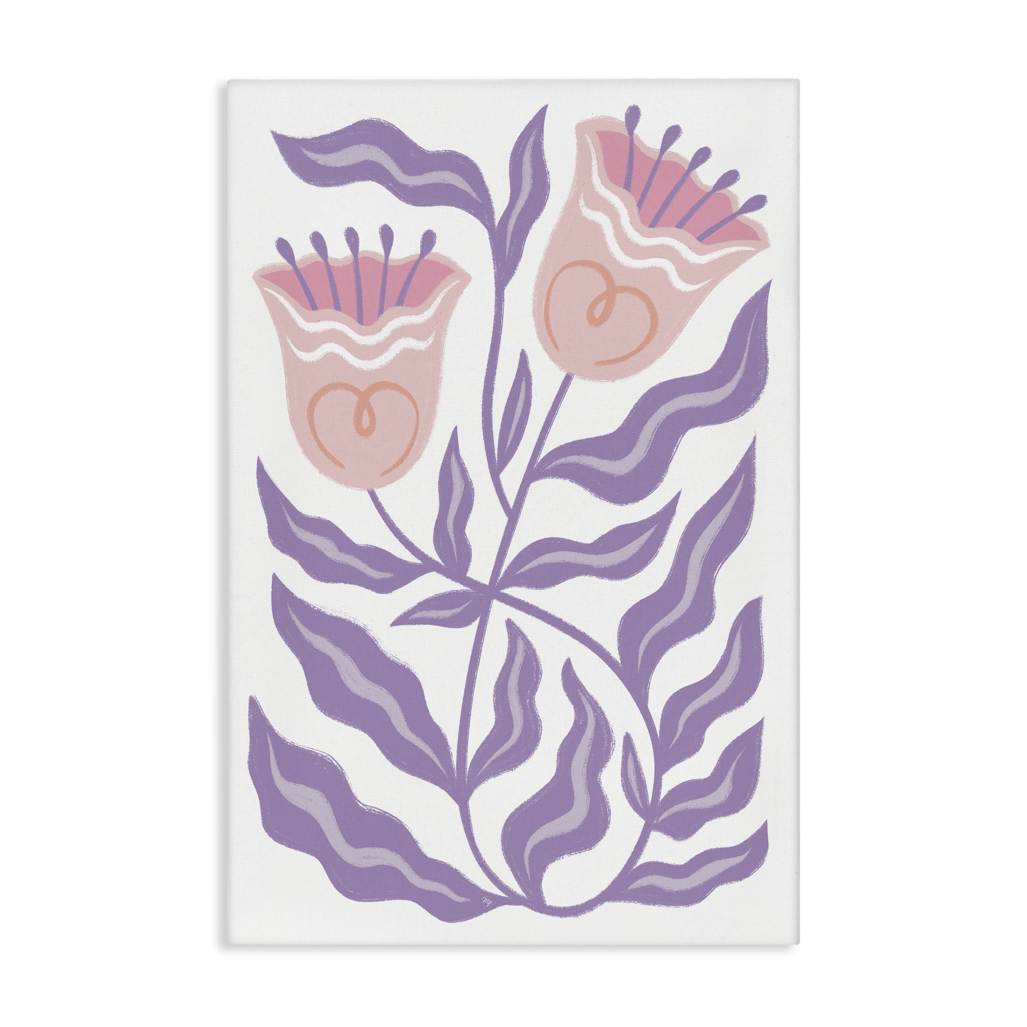 Stupell Industries Wavy Purple Blooms Plants & Flowers Painting Wrapped Canvas Art Print Wall Art, 20 x 30