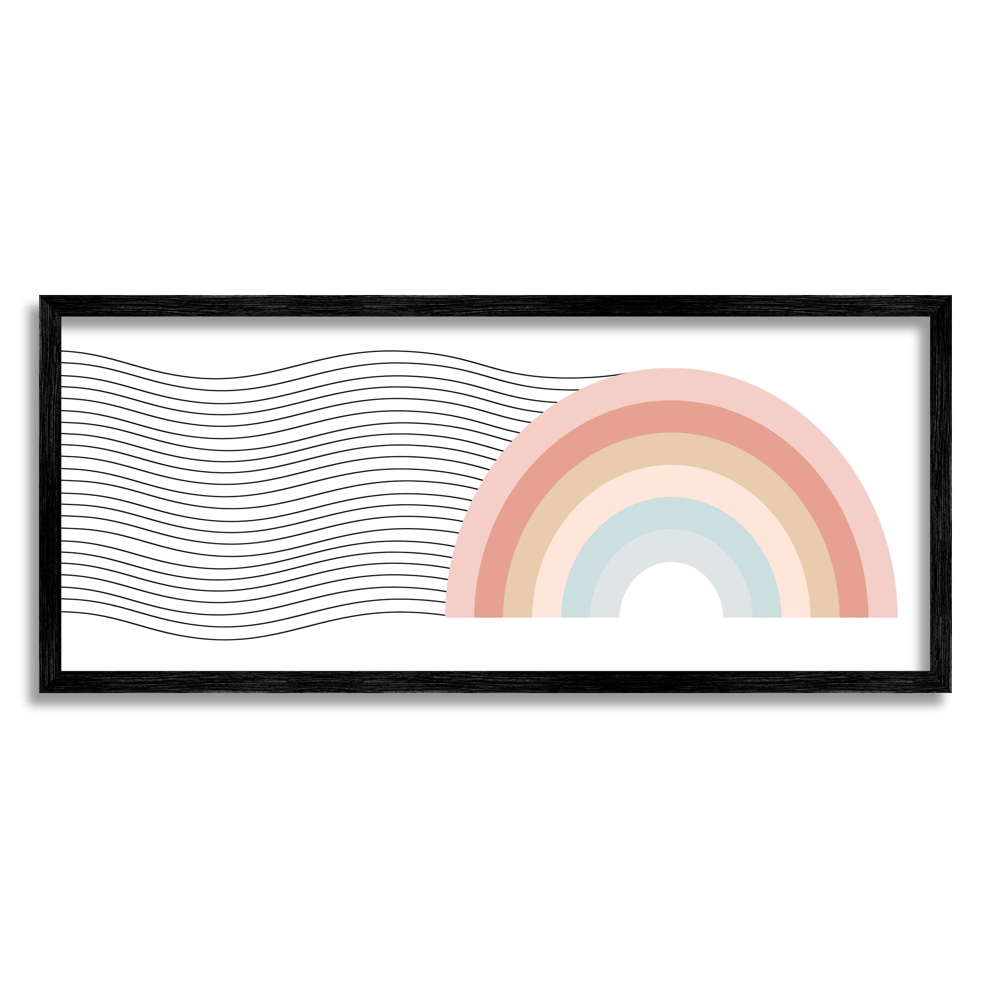 Stupell Industries Wavy Rainbow Pattern Nature Painting Black Framed Art Print Wall Art, 30 x 13
