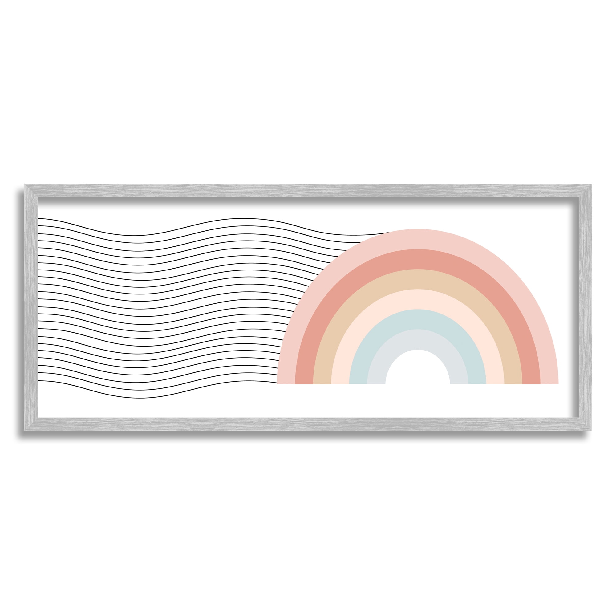 Stupell Industries Wavy Rainbow Pattern Nature Painting Gray Framed Art Print Wall Art, 24 x 10