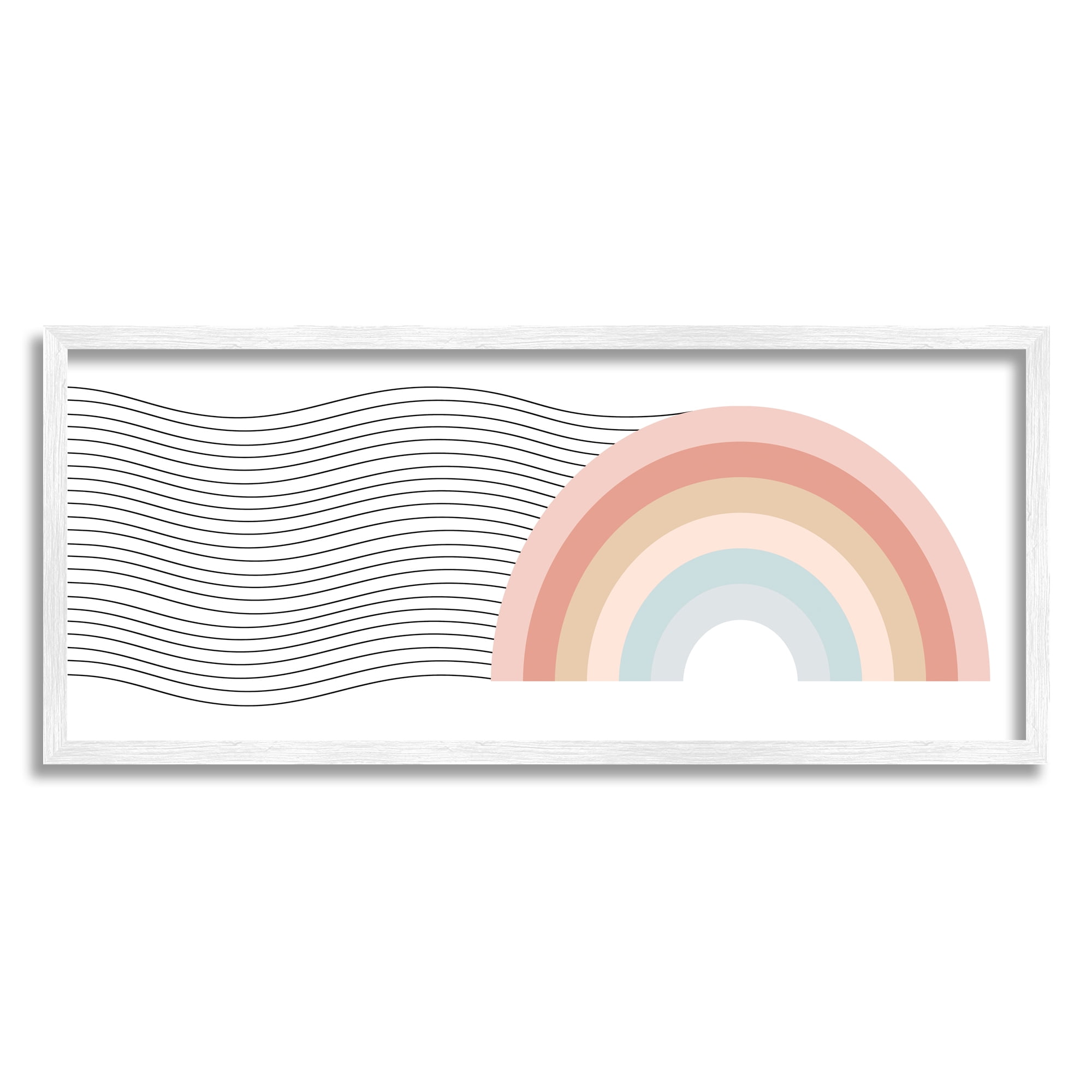 Stupell Industries Wavy Rainbow Pattern Nature Painting White Framed Art Print Wall Art, 30 x 13
