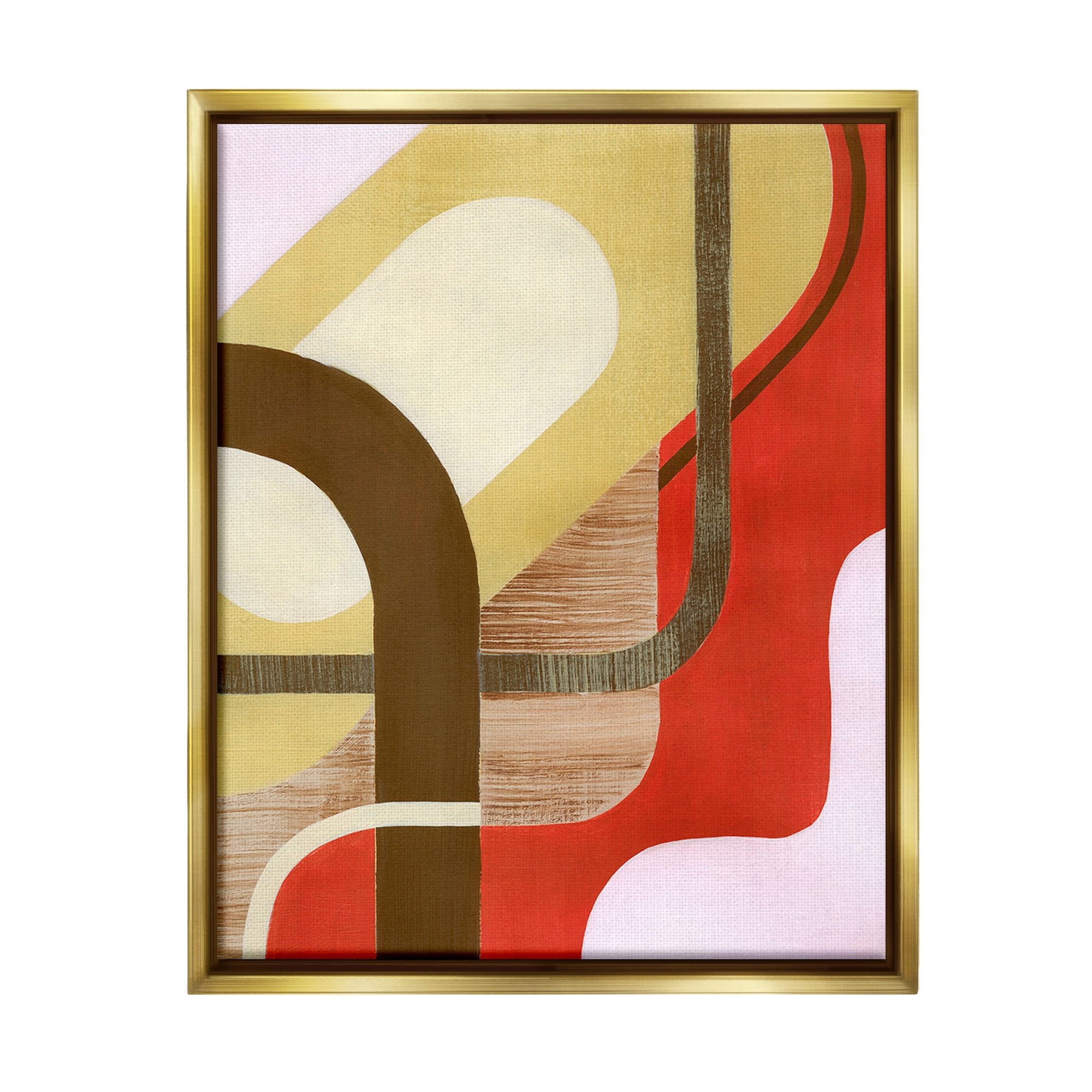 Stupell Industries Wavy Retro Shapes Abstract Painting Gold Floater Framed Canvas Art Print Wall Art, 17 x 21