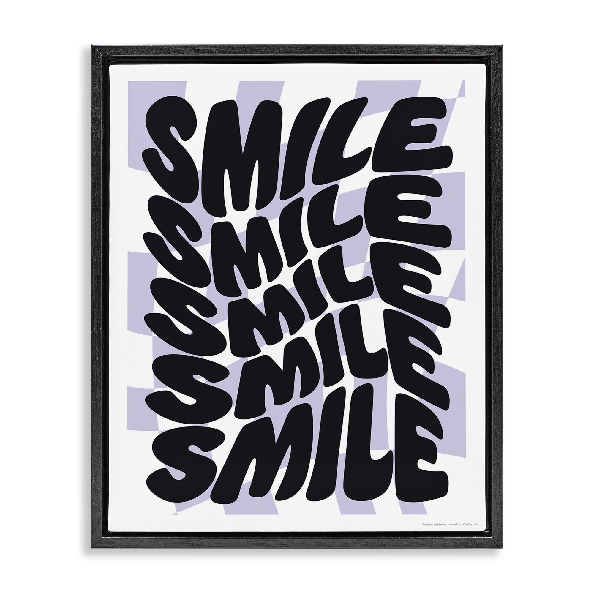 Stupell Industries Wavy Smile Typography Text & Numbers Painting Black Floater Framed Canvas Art Print Wall Art, 25 x 31