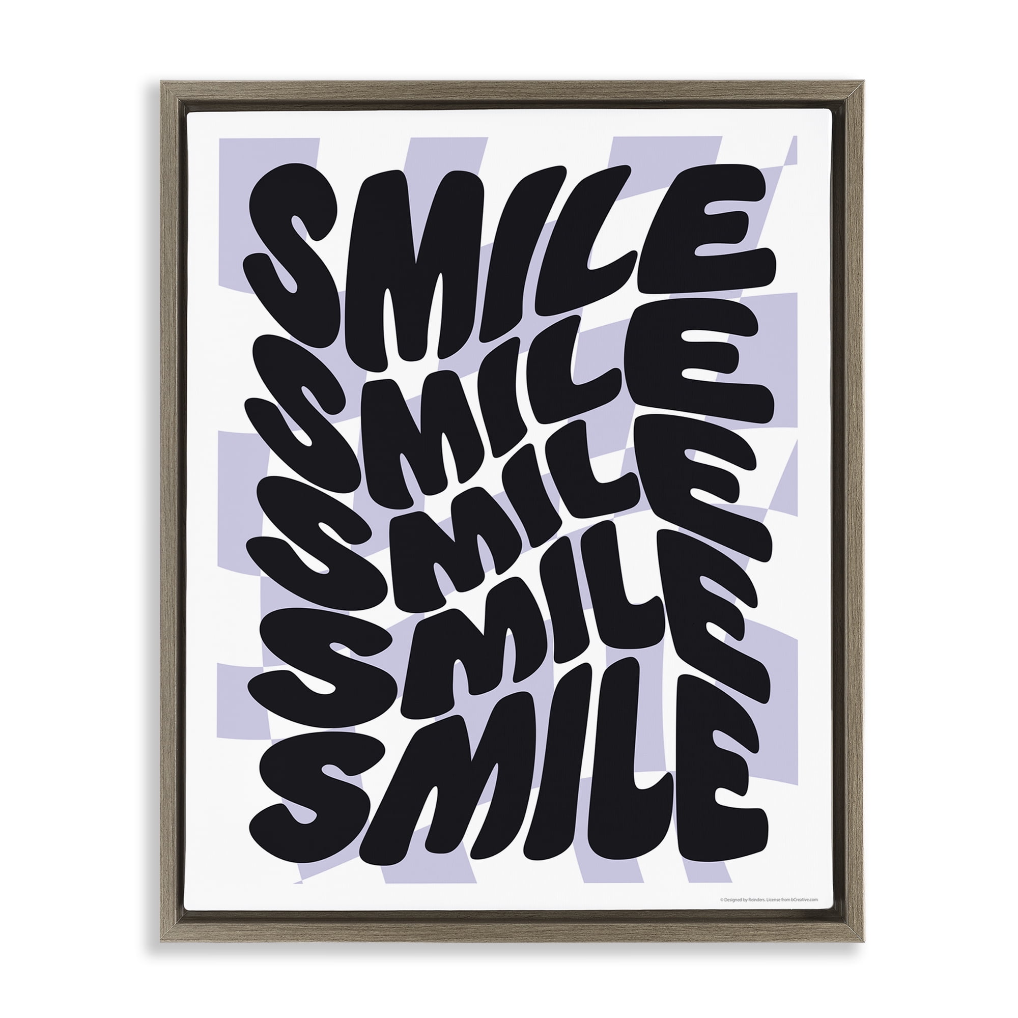 Stupell Industries Wavy Smile Typography Text & Numbers Painting Brown Floater Framed Canvas Art Print Wall Art, 17 x 21
