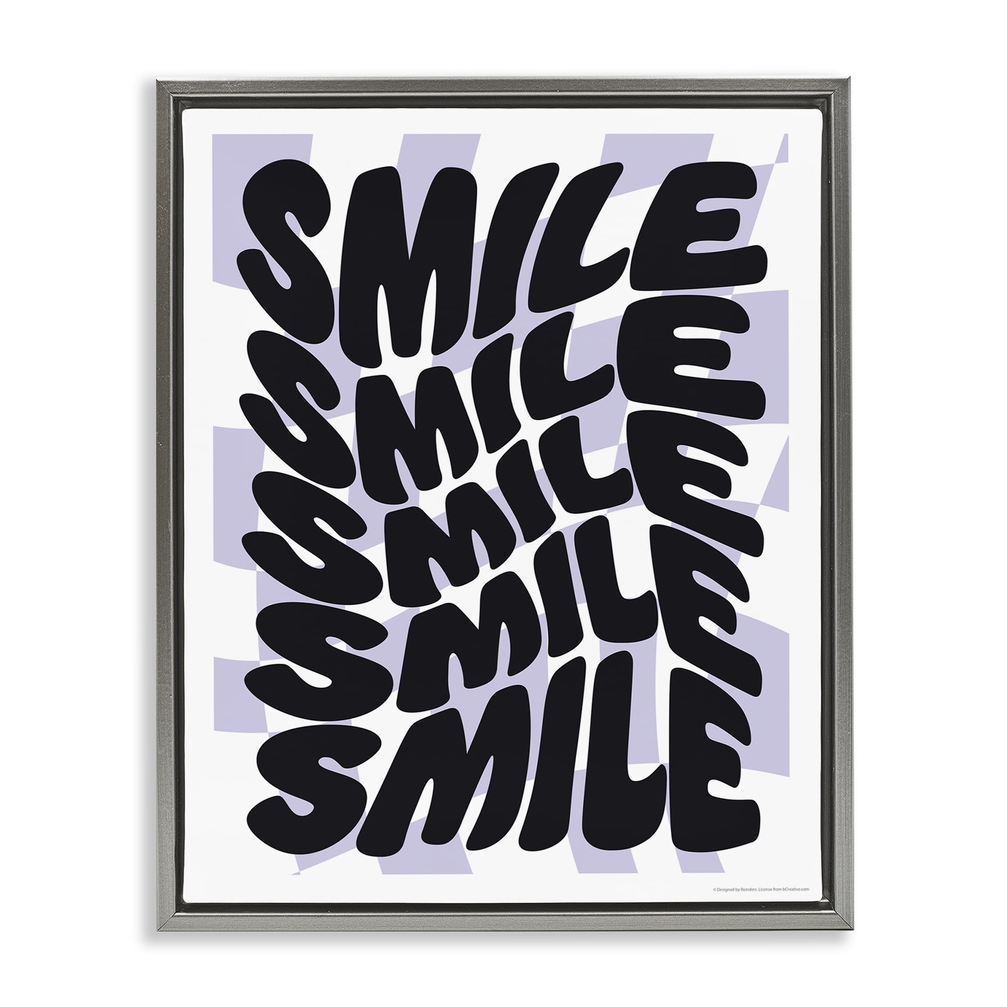 Stupell Industries Wavy Smile Typography Text & Numbers Painting Gray Floater Framed Canvas Art Print Wall Art, 17 x 21