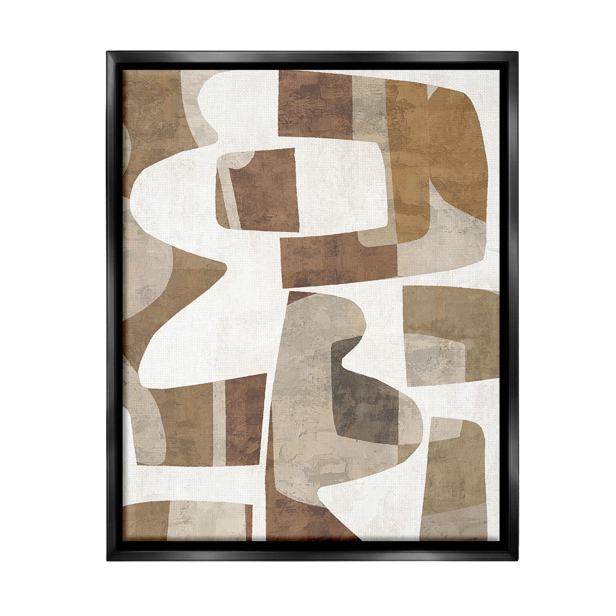 Stupell Industries Wavy Southwestern Shapes Abstract Painting Black Floater Framed Canvas Art Print Wall Art, 25 x 31
