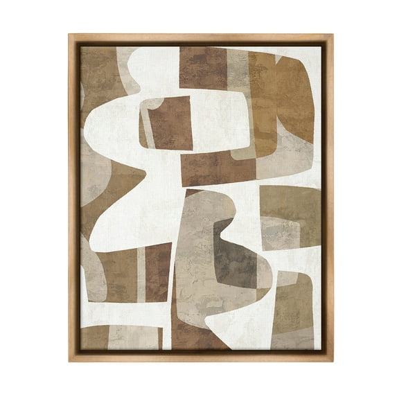 Stupell Industries Wavy Southwestern Shapes Abstract Painting Brown Floater Framed Canvas Art Print Wall Art, 25 x 31