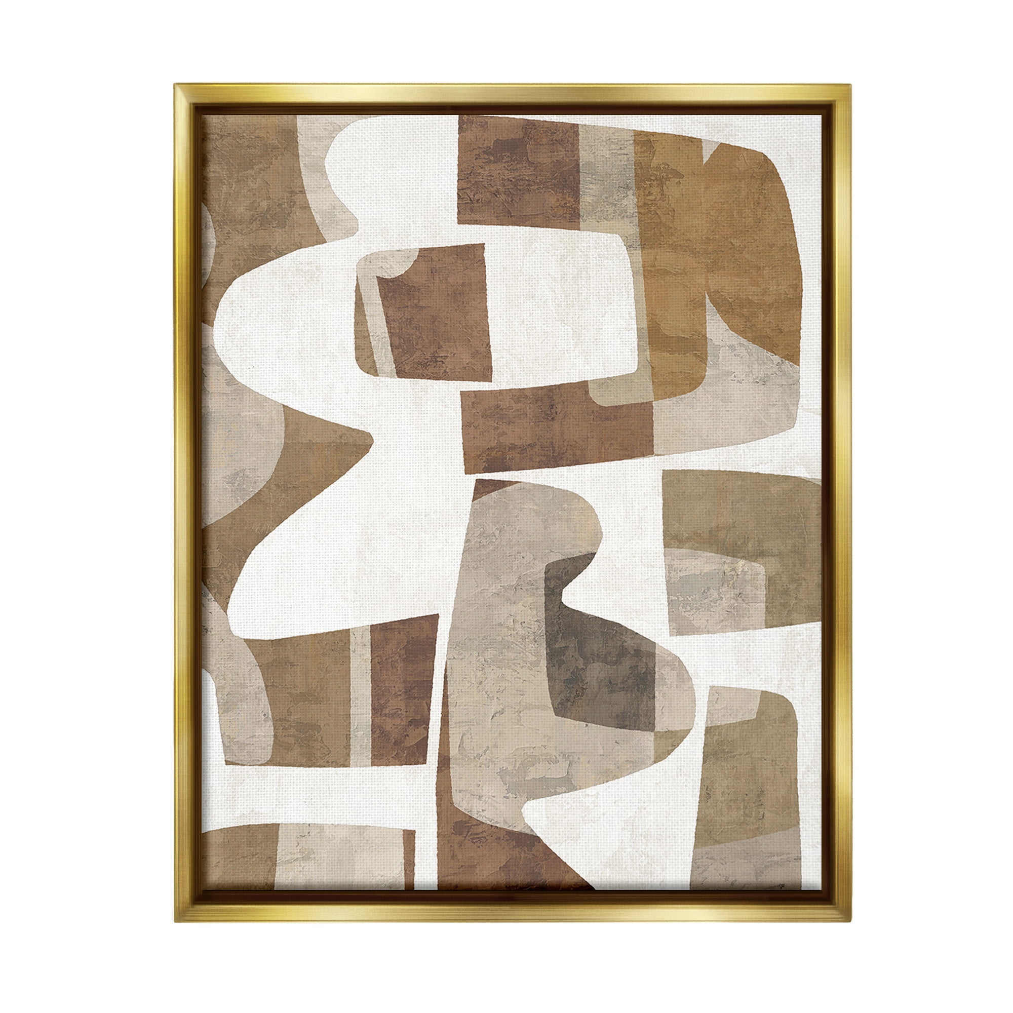 Stupell Industries Wavy Southwestern Shapes Abstract Painting Gold Floater Framed Canvas Art Print Wall Art, 17 x 21