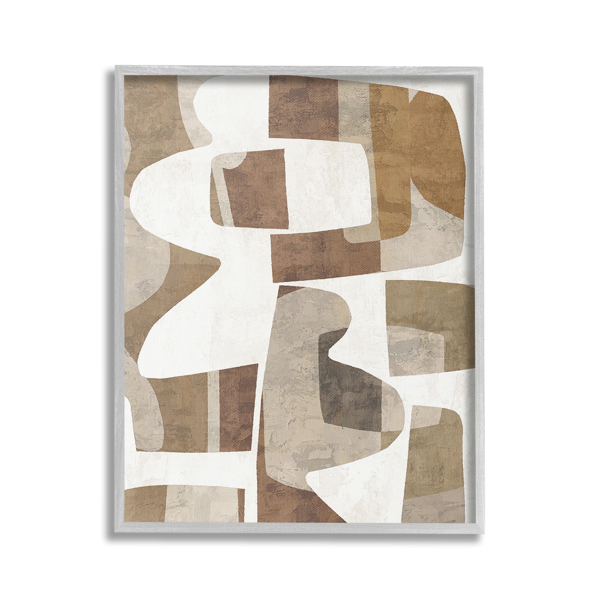 Stupell Industries Wavy Southwestern Shapes Abstract Painting Gray Framed Art Print Wall Art, 16 x 20