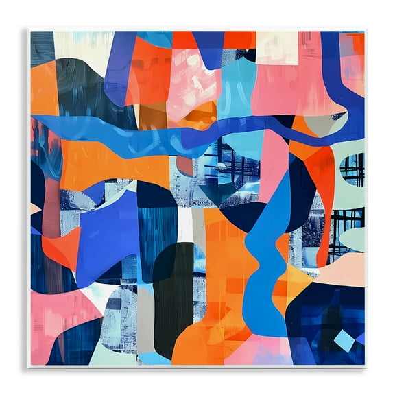 Stupell Industries Wavy Woven Shapes Collage Abstract Painting Unframed Art Print Wall Art, 12 x 12