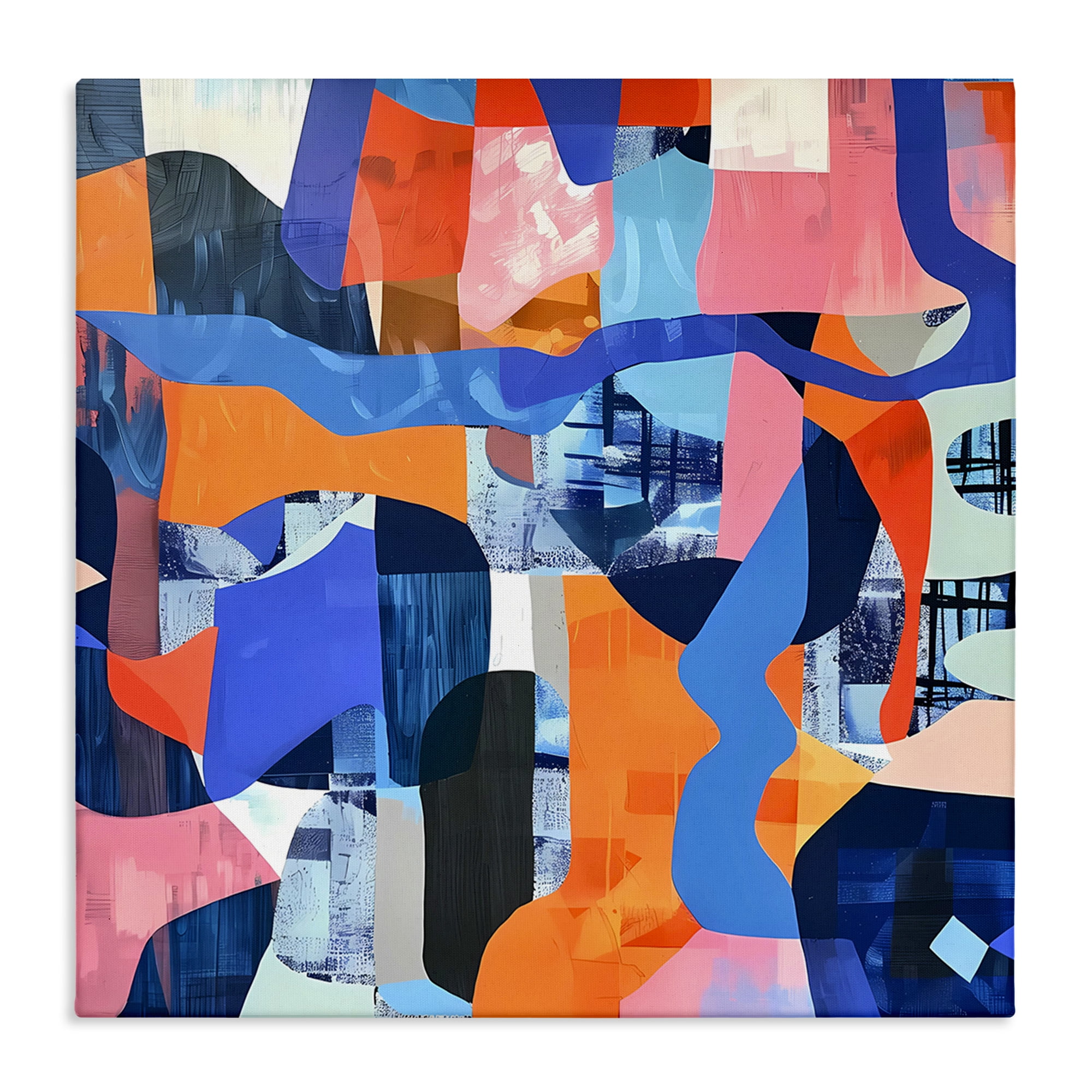 Stupell Industries Wavy Woven Shapes Collage Abstract Painting Wrapped Canvas Art Print Wall Art, 17 x 17