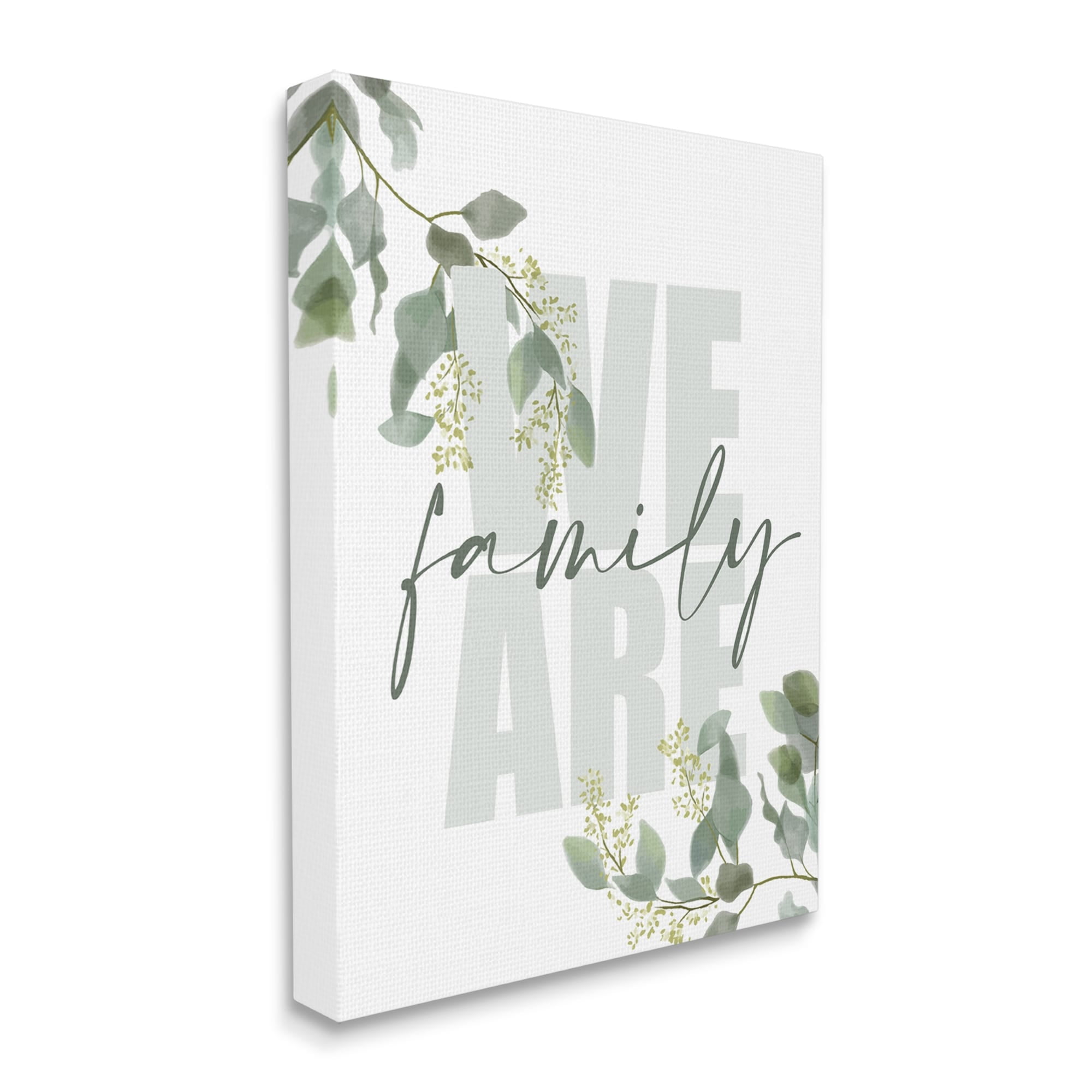 Stupell Industries We Are Family Phrase Peaceful Green Florals Canvas Wall Art by Kim Allen