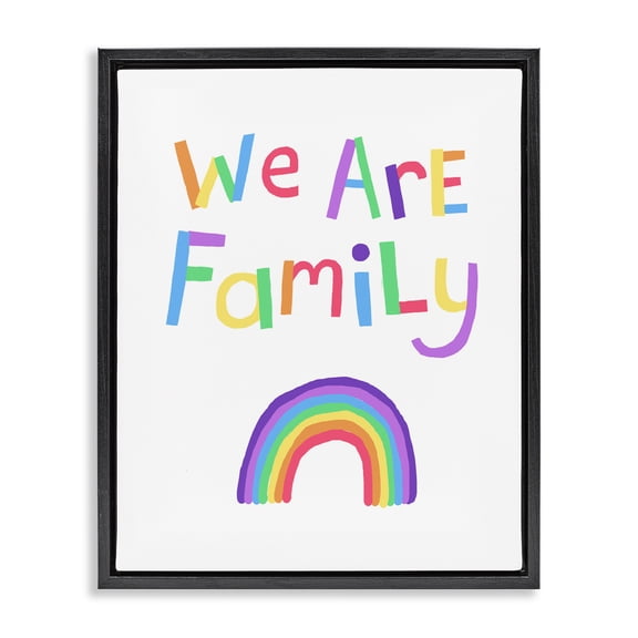Stupell Industries We Are Family Rainbow Black Framed Floater Canvas Wall Art design by Carla Daly, 21 x 17