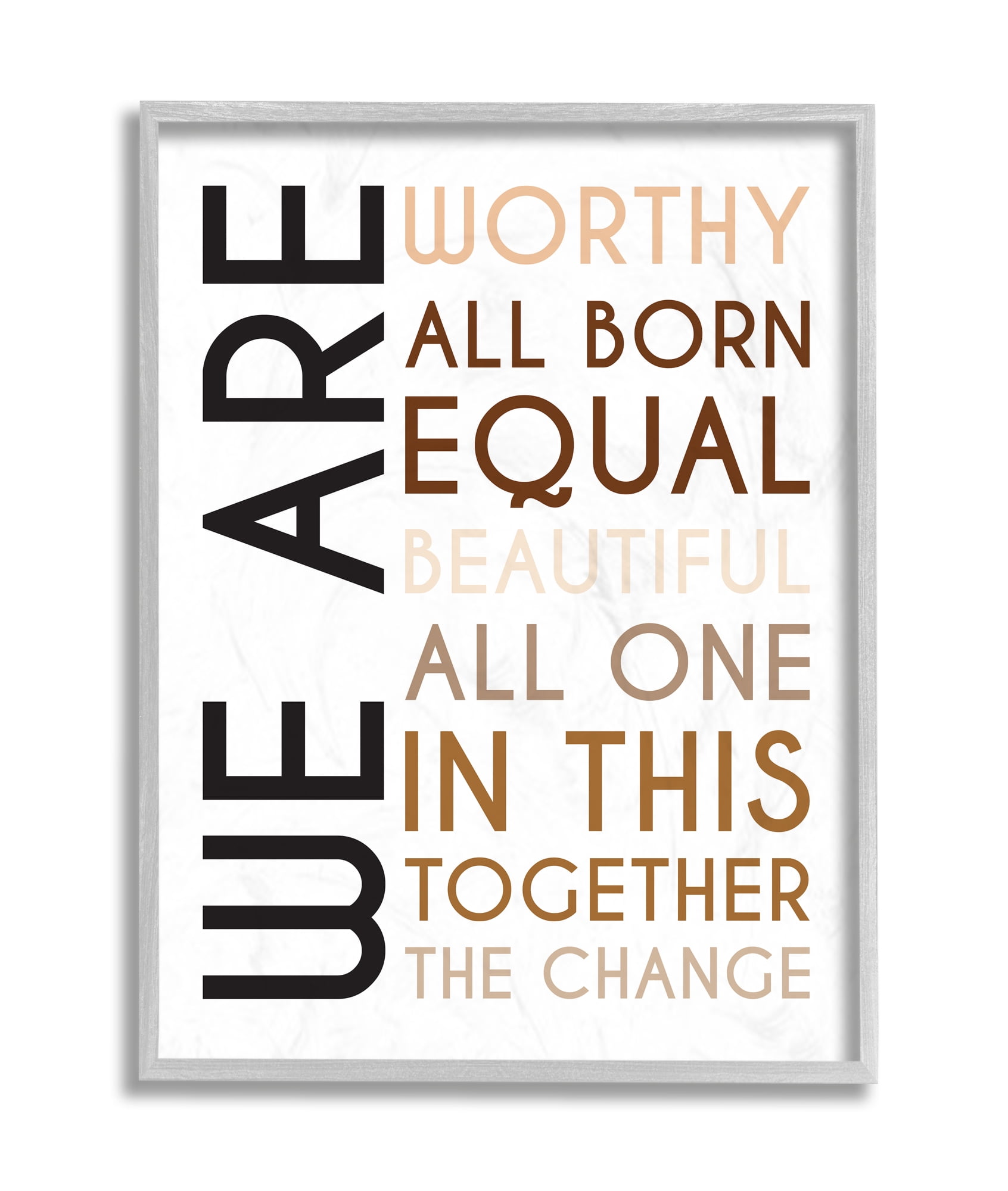 Stupell Industries We Are Worthy Inspirational Phrase Equality Statement Grey Framed, 11 x 14, Design by Tenisha Proctor