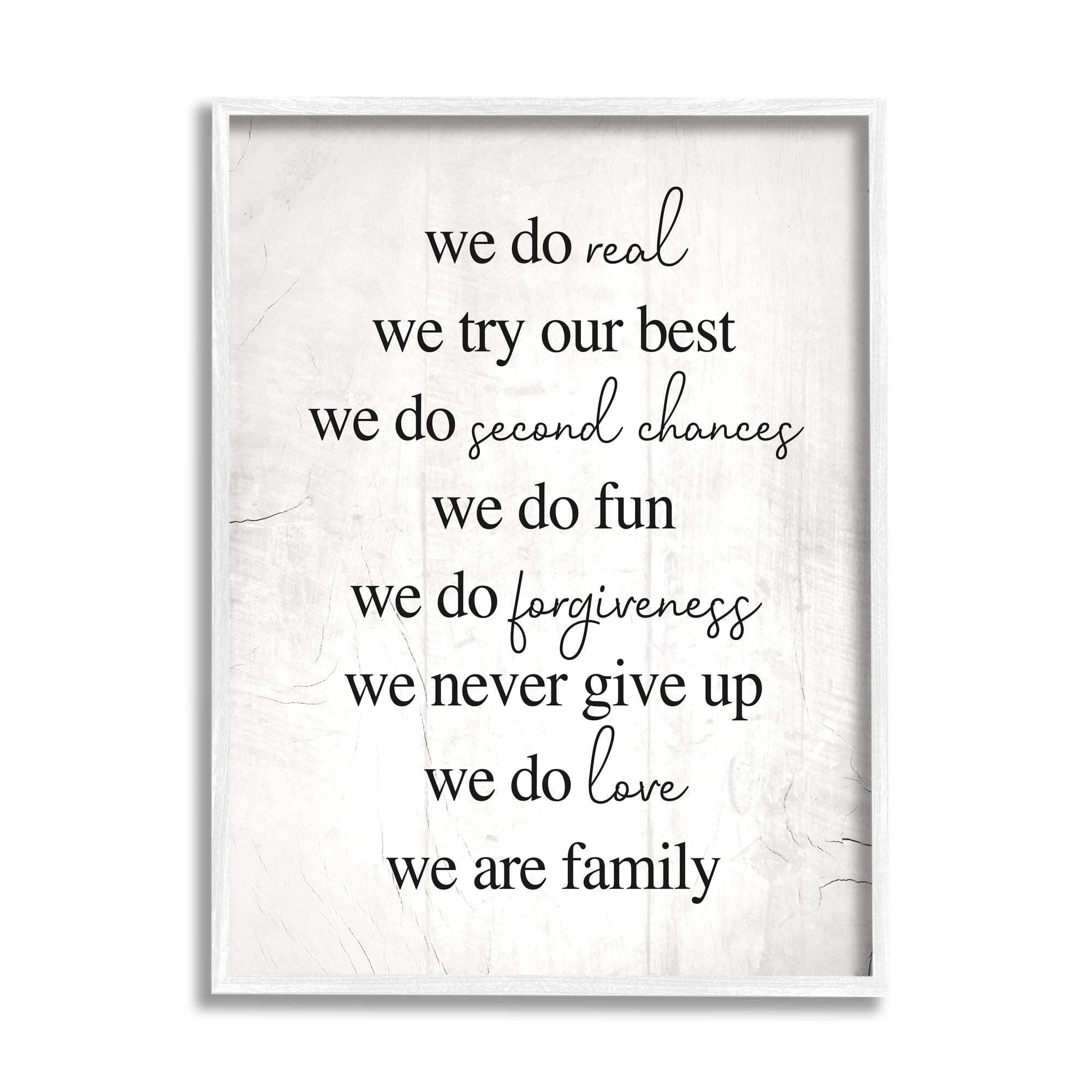 Stupell Industries We Do Second Chances We Are Family Phrase, 11 x 14, Design by Daphne Polselli