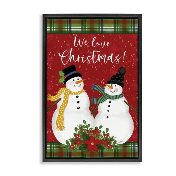 Stupell Industries We Love Christmas Holiday Painting Black Floater Framed Art Print Wall Art, 17 x 25