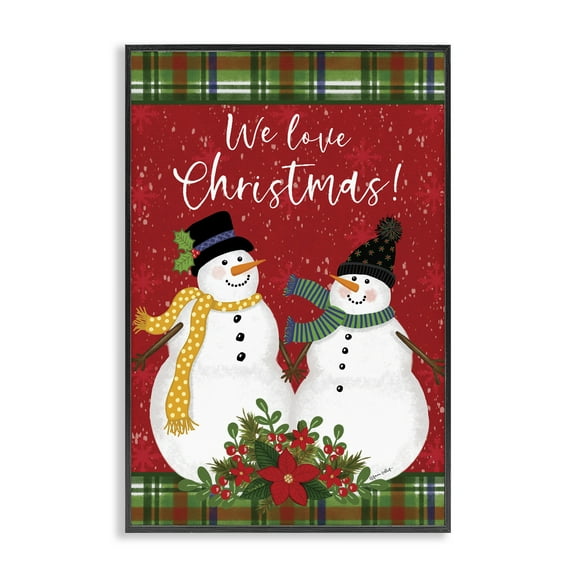 Stupell Industries We Love Christmas Holiday Painting Black Framed Art Print Wall Art, 12 x 18