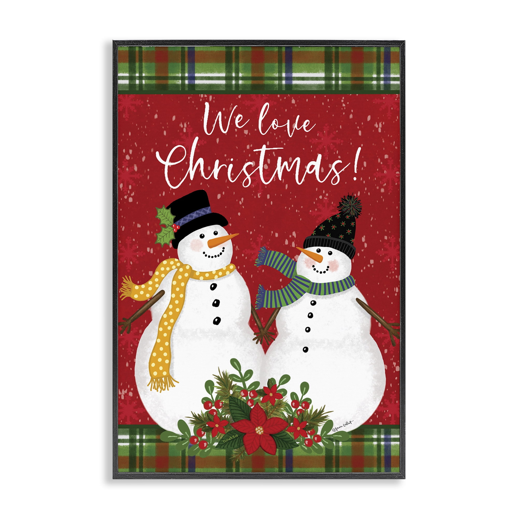 Stupell Industries We Love Christmas Holiday Painting Black Framed Art Print Wall Art, 20 x 30