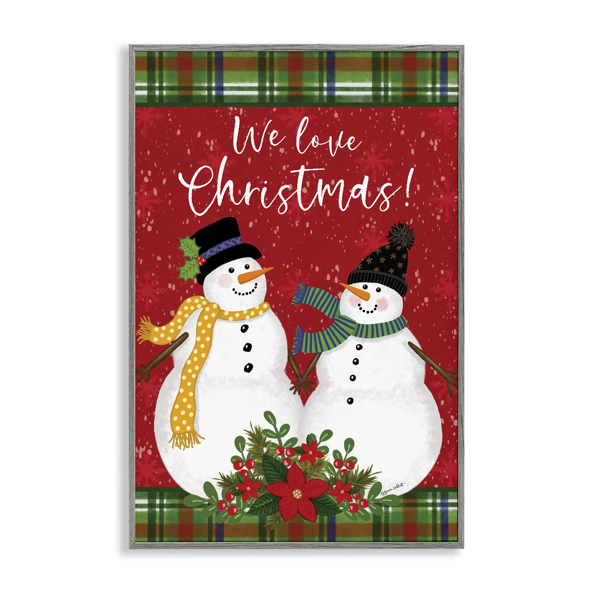 Stupell Industries We Love Christmas Holiday Painting Gray Framed Art Print Wall Art, 12 x 18