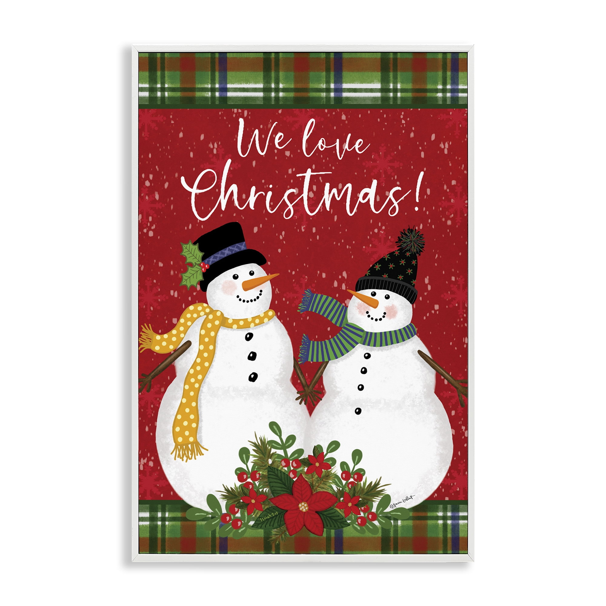 Stupell Industries We Love Christmas Holiday Painting White Framed Art Print Wall Art, 20 x 30